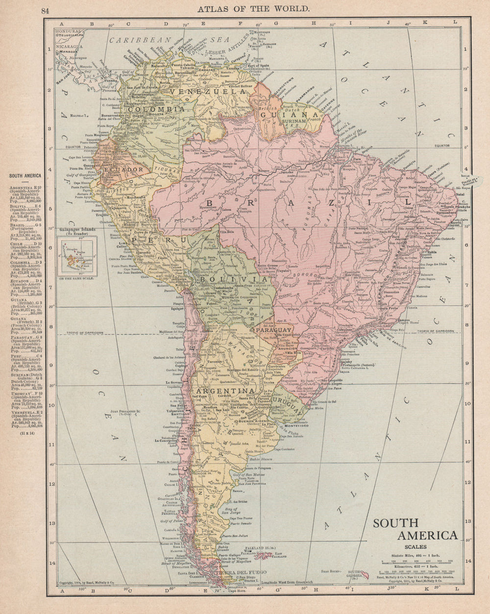 SOUTH AMERICA. Paraguay-Bolivia border pre Chaco War. RAND MCNALLY 1912 map