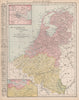 Netherlands, Belgium & Luxemburg. Amsterdam/Antwerp inset. RAND MCNALLY 1912 map