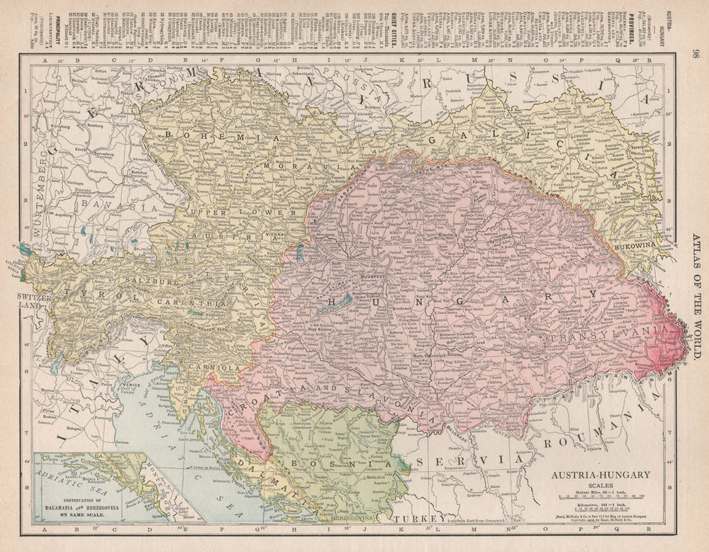 Austria-Hungary. Tyrol Bohemia Galicia Bosnia Croatia. RAND MCNALLY 1912 map