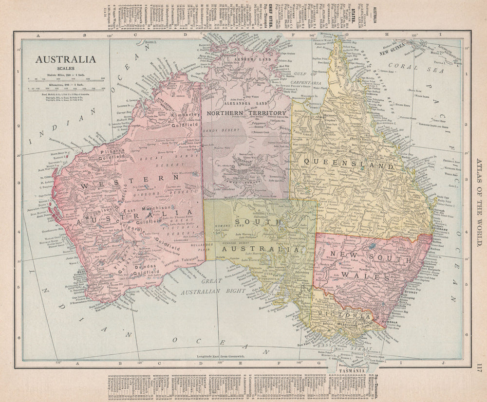 Australia. NT = 'Alexandra Land'. Goldfields. RAND MCNALLY 1912 map