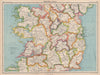 IRELAND CENTRAL. Connaught & Leinster. Eire. BARTHOLOMEW 1944 old vintage map