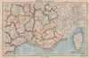 FRANCE SOUTH-EAST pre 1947-border changes. w/o Tende & Mt Cenis 1944 old map