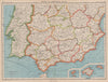 IBERIA SOUTH. Spain & Portugal. Andalusia Murcia Valencia Extremadura 1944 map