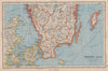 SWEDEN SOUTH. + Denmark East. Railways. BARTHOLOMEW 1944 old vintage map chart