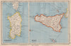 ITALY. Sicily and Sardinia Sardegna. Aeolian islands. BARTHOLOMEW 1944 old map