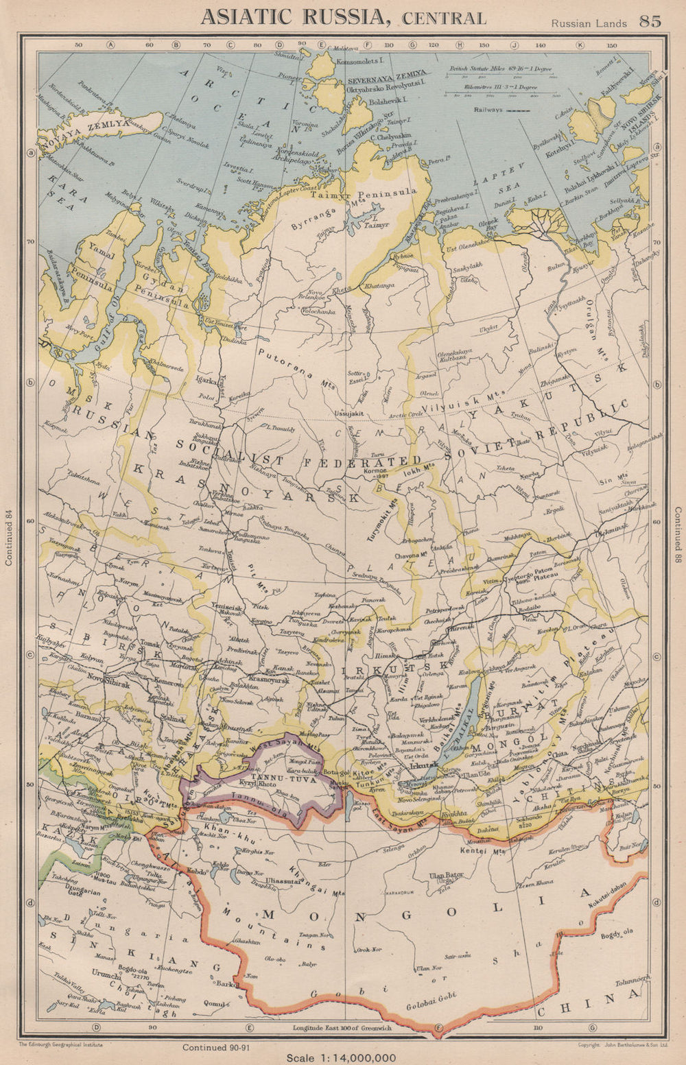 CENTRAL ASIATIC RUSSIA Siberia. Independent Tuva/Tyva Republic.Mongolia 1944 map
