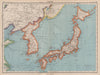 JAPAN & KOREA. Shows Japanese occupied Manchuria. BARTHOLOMEW 1944 old map