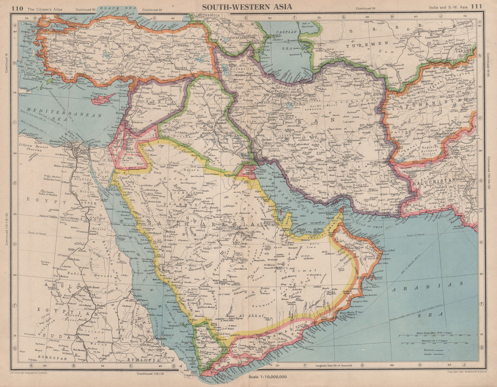 MIDDLE EAST. South-West Asia Trucial Oman (UAE) Dibai (Dubai) Abu Dhabi 1944 map