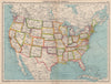 USA. United States of America. State map. BARTHOLOMEW 1944 old vintage