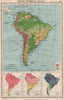 SOUTH AMERICA. Physical Temperature & Rainfall. BARTHOLOMEW 1944 old map