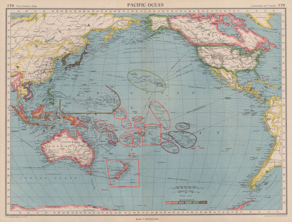 PACIFIC OCEAN showing Japanese occupied Micronesia. Palau Marianas &c 1944 map