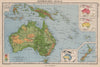 AUSTRALASIA. January & July temperature; Annual rainfall. BARTHOLOMEW 1944 map
