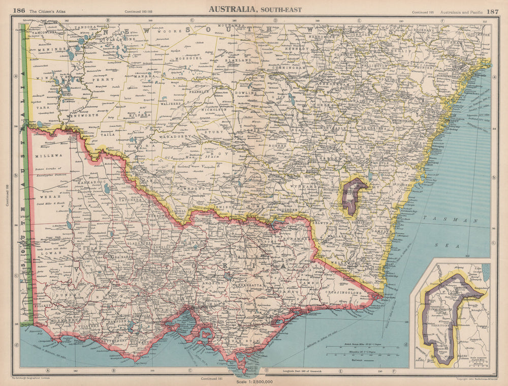 SOUTH-EAST AUSTRALIA. Victoria NSW Federal Capital Territory Jervis Bay 1944 map