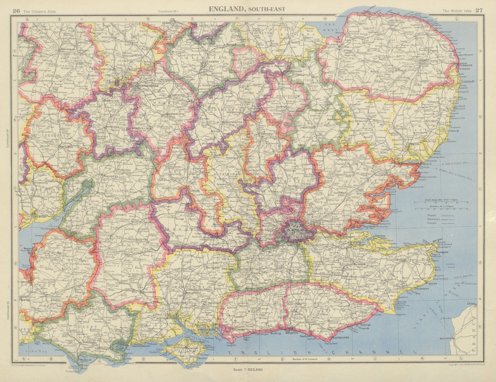SOUTHERN ENGLAND. Isle of Ely a separate county from Cambridgeshire 1947 map