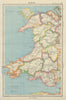 WALES showing counties. BARTHOLOMEW 1947 old vintage map plan chart