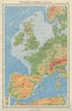 WESTERN EUROPE. Physical & main railways. BARTHOLOMEW 1947 old vintage map