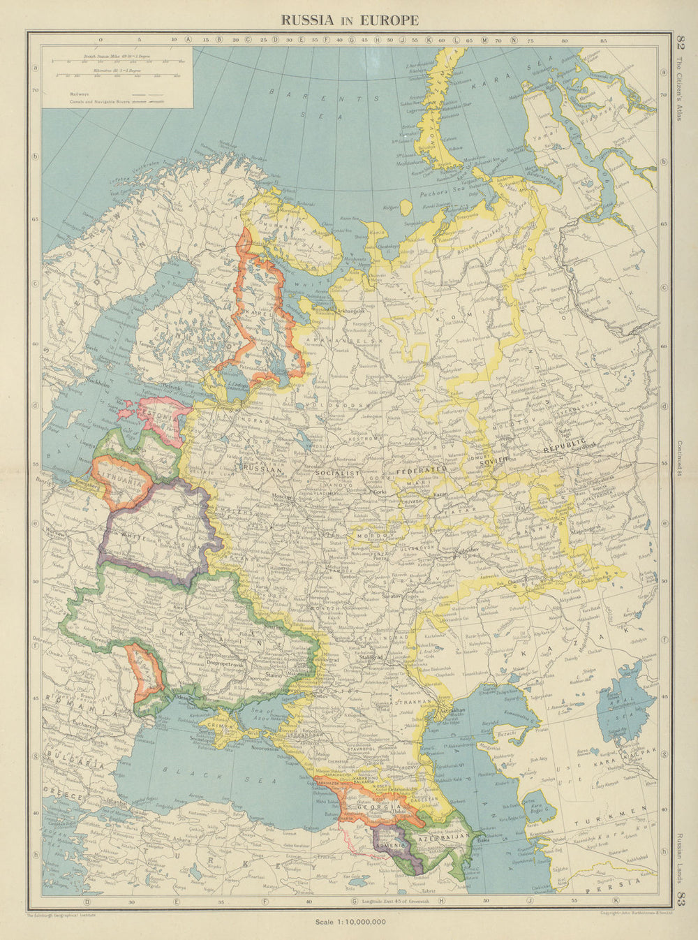 USSR Russian Crimea. Belarus White Russia. Caucasus. 1914 Turkey border 1947 map
