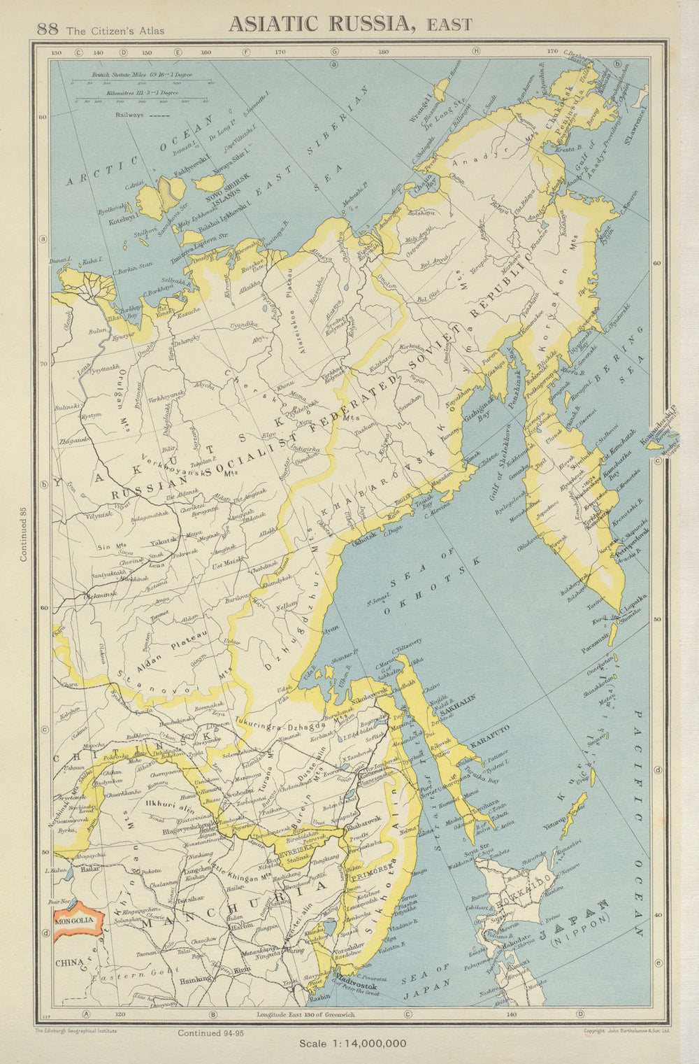 ASIATIC RUSSIA, EAST. Siberia Yakutsk. Russian Sakhalin. BARTHOLOMEW 1947 map