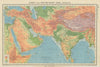 SOUTH & SOUTH WEST ASIA. Physical. Main railways. BARTHOLOMEW 1947 old map