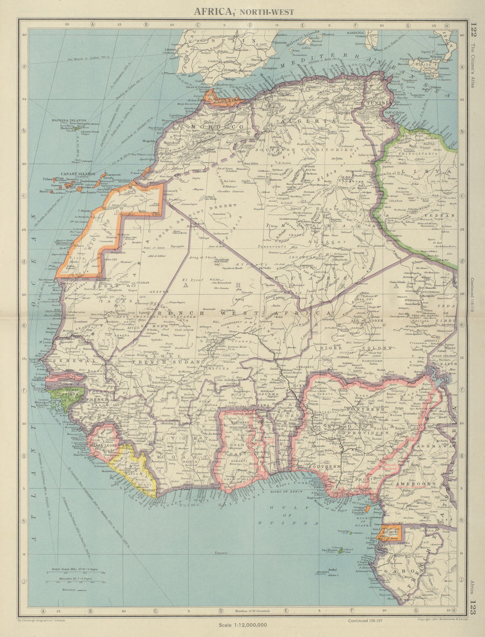 WEST AFRICA. British Cameroons & Togoland mandates. Gold Coast Nigeria 1947 map