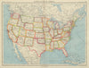 USA. United States of America. State map. BARTHOLOMEW 1947 old vintage