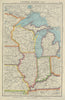 MIDWEST USA. WI Michigan Illinois Indiana. Great Lakes. BARTHOLOMEW 1947 map