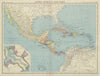 CARIBBEAN/CENTRAL AMERICA. Inset Panama Canal Zone. BARTHOLOMEW 1947 old map