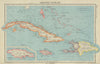 GREATER ANTILLES. Cuba Hispaniola Jamaica Bahamas. Haiti Dominican Rep. 1947 map