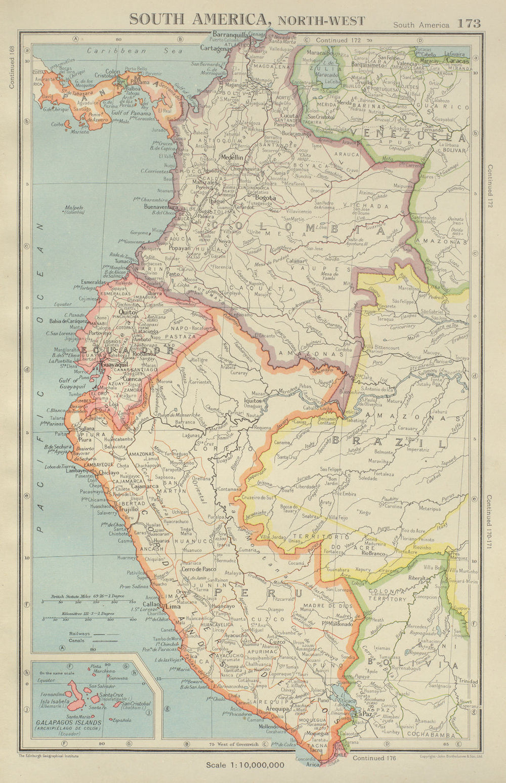 ANDEAN STATES w/ Ecuadorian–Peruvian War (Guerra del 41) border changes 1947 map