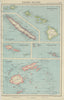 PACIFIC ISLANDS. Hawaii Samoa Fiji New Caledonia Society Islands 1947 old map