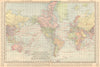 World showing steamship routes & distances. RAND MCNALLY 1906 old antique map