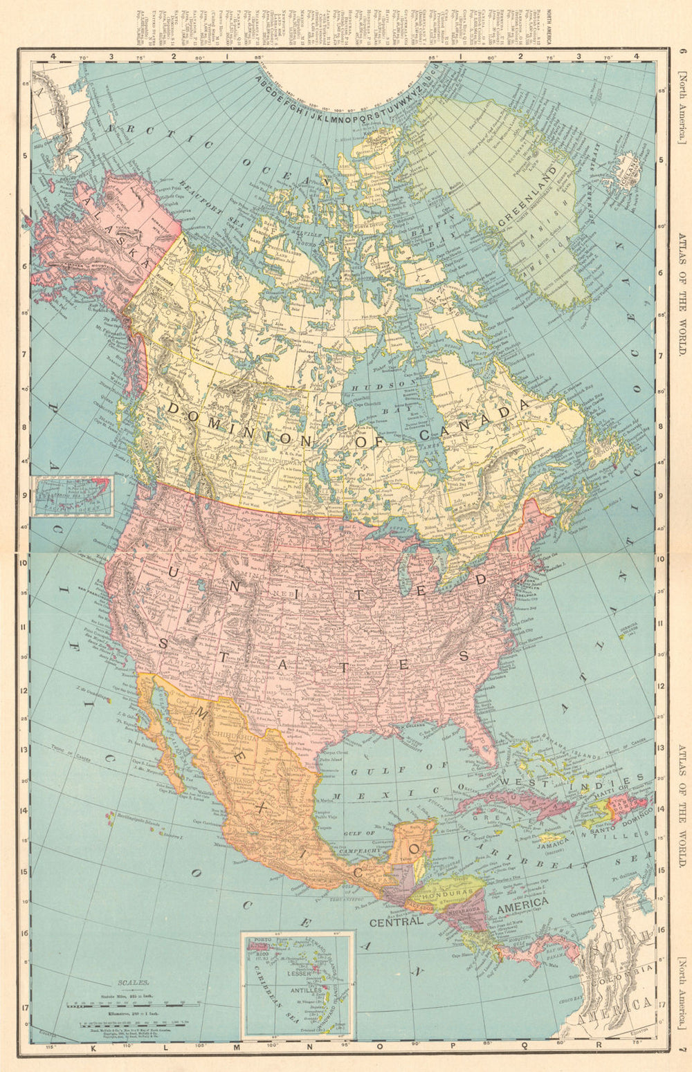 North America. Dominion of Canada. United States. RAND MCNALLY 1906 old map