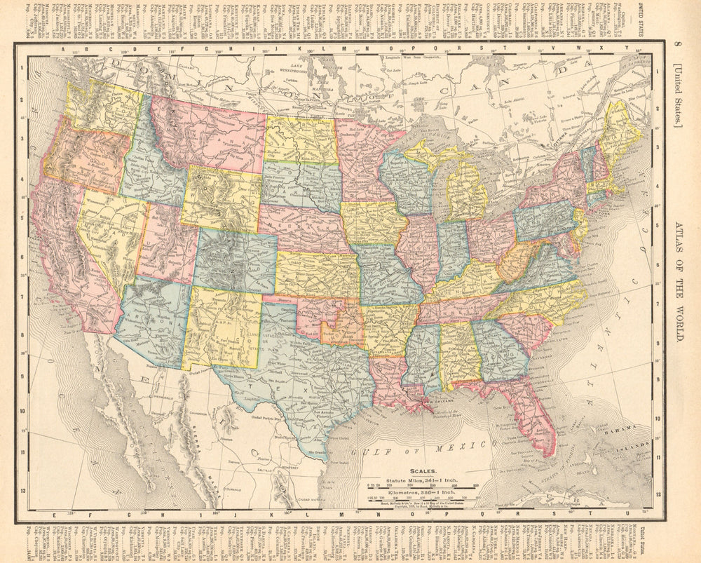 United States. USA. RAND MCNALLY 1906 old antique vintage map plan chart