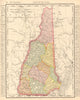 New Hampshire state map showing counties. RAND MCNALLY 1906 old antique
