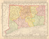 Connecticut state map showing counties. RAND MCNALLY 1906 old antique
