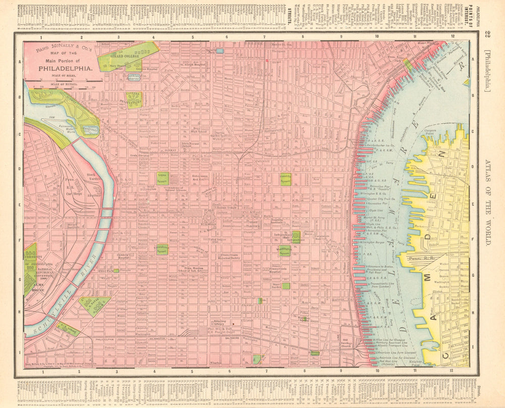 Philadelphia town city map plan. Pennsylvania. RAND MCNALLY 1906 old