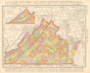 Virginia state map showing counties. RAND MCNALLY 1906 old antique chart