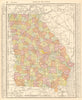 Georgia state map showing counties. RAND MCNALLY 1906 old antique chart