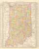Indiana state map showing counties. RAND MCNALLY 1906 old antique chart