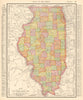 Illinois state map showing counties. RAND MCNALLY 1906 old antique chart