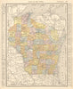 Wisconsin state map showing counties. RAND MCNALLY 1906 old antique chart