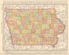 Iowa state map showing counties. RAND MCNALLY 1906 old antique plan chart