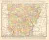 Arkansas state map showing counties. RAND MCNALLY 1906 old antique chart