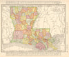 Louisiana state map showing parishes. RAND MCNALLY 1906 old antique chart