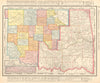 Oklahoma & Indian Territory state map showing counties. RAND MCNALLY 1906