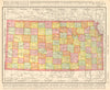 Kansas state map showing counties. RAND MCNALLY 1906 old antique chart