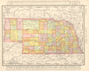 Nebraska state map showing counties. RAND MCNALLY 1906 old antique chart