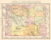 Wyoming state map showing counties. Yellowstone. RAND MCNALLY 1906 old