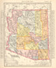 Arizona state map showing counties. RAND MCNALLY 1906 old antique chart
