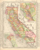 California state map. Southern CA & Bay Area insets. RAND MCNALLY 1906 old